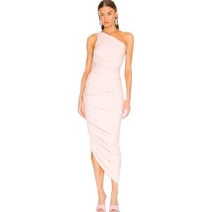 Norma Kamali Diana Gown in Blush Pink XS One Shoulder Bodycon